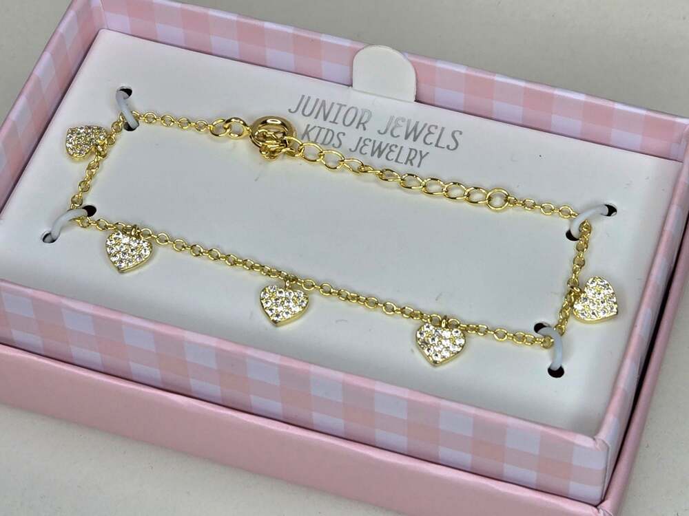 Junior Jewels Kids Jewelry Heart Charm Bracelet with Cubic Zirconia